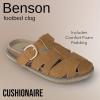 imageCUSHIONAIRE Benson Fisherman Sandals for Women  Suede Slip On Closed Toe Womens Clogs with Memory Foam Cork Footbed and Arch SupportChestnut Suede