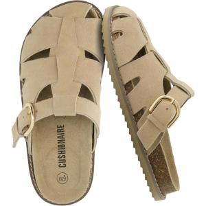 imageCUSHIONAIRE Benson Fisherman Sandals for Women  Suede Slip On Closed Toe Womens Clogs with Memory Foam Cork Footbed and Arch SupportBiscuit Suede