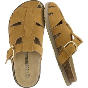 imageCUSHIONAIRE Benson Fisherman Sandals for Women  Suede Slip On Closed Toe Womens Clogs with Memory Foam Cork Footbed and Arch SupportChestnut Suede