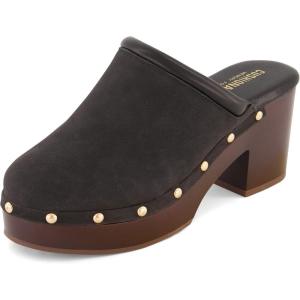 imageCUSHIONAIRE Womens Guest Faux Wood Clog with Memory Foam Padding Wide Widths AvailableBlack