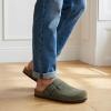 imageCUSHIONAIRE Hugo Genuine Leather Suede Clogs for Men  Comfortable Slip On Shoes with Adjustable Buckle Closed Toe Mens SlidesOlive