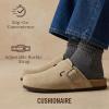imageCUSHIONAIRE Hugo Genuine Leather Suede Clogs for Men  Comfortable Slip On Shoes with Adjustable Buckle Closed Toe Mens SlidesTaupe