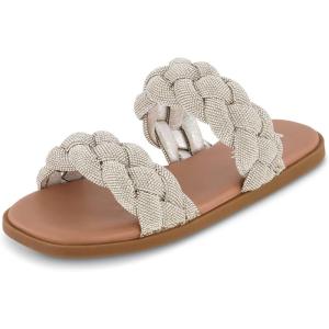 imageCUSHIONAIRE Womens Natasha rhinestone braided slide sandal Memory Foam Wide Widths AvailableSilver