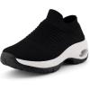 imageCUSHIONAIRE Breeze Easy Slip On Womens Sneakers  Casual Everyday Walking Shoes for Women with Breathable Mesh and ComfortBlackWhite