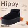 imageCUSHIONAIRE Hippy Womens Platform Ankle Boots  Genuine Suede Faux Fur Lining Cozy Winter SlipOn Design Comfortable Footwear with Wide Widths AvailableKhaki