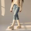 imageCUSHIONAIRE Hippy Womens Platform Ankle Boots  Genuine Suede Faux Fur Lining Cozy Winter SlipOn Design Comfortable Footwear with Wide Widths AvailableOffwhite