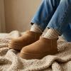 imageCUSHIONAIRE Hippy Womens Platform Ankle Boots  Genuine Suede Faux Fur Lining Cozy Winter SlipOn Design Comfortable Footwear with Wide Widths AvailableChestnut