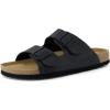 imageCUSHIONAIRE Lane Cork Footbed Mens Sandals Adjustable Buckle Comfort Slides for Men Genuine Leather Insole Summer Sandals Men FootwearBlack