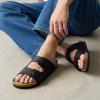 imageCUSHIONAIRE Lane Cork Footbed Mens Sandals Adjustable Buckle Comfort Slides for Men Genuine Leather Insole Summer Sandals Men FootwearBlack Nappa