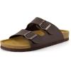 imageCUSHIONAIRE Lane Cork Footbed Mens Sandals Adjustable Buckle Comfort Slides for Men Genuine Leather Insole Summer Sandals Men FootwearBrown Nappa