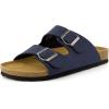 imageCUSHIONAIRE Lane Cork Footbed Mens Sandals Adjustable Buckle Comfort Slides for Men Genuine Leather Insole Summer Sandals Men FootwearNavy Nubuck
