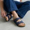 imageCUSHIONAIRE Lane Cork Footbed Mens Sandals Adjustable Buckle Comfort Slides for Men Genuine Leather Insole Summer Sandals Men FootwearNavy Nubuck