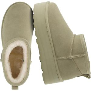 imageCUSHIONAIRE Hippy Womens Platform Ankle Boots  Genuine Suede Faux Fur Lining Cozy Winter SlipOn Design Comfortable Footwear with Wide Widths AvailableKhaki