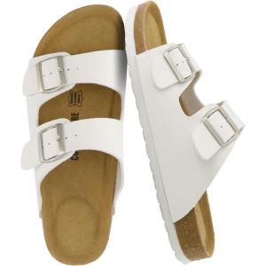 imageCUSHIONAIRE Lane Cork Footbed Mens Sandals Adjustable Buckle Comfort Slides for Men Genuine Leather Insole Summer Sandals Men FootwearWhite Nappa