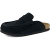imageCUSHIONAIRE Fondu Genuine Leather Mule Clogs for Women Comfortable Slip On Womens Shoes with Penny Strap Accent and Memory Foam FootbedBlack