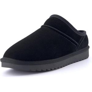 imageCUSHIONAIRE Hilo3 Cozy Suede Womens Slippers Soft Faux Fur Lined Slip On House Shoes for Women with Cushioned Memory FoamBlack 2