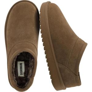 imageCUSHIONAIRE Hilo3 Cozy Suede Womens Slippers Soft Faux Fur Lined Slip On House Shoes for Women with Cushioned Memory FoamBrown Wood Genuine Suede