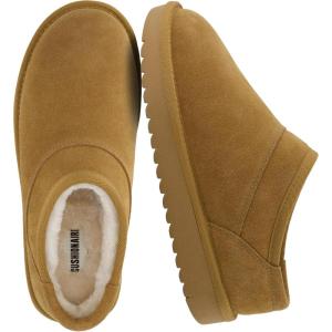 imageCUSHIONAIRE Hilo3 Cozy Suede Womens Slippers Soft Faux Fur Lined Slip On House Shoes for Women with Cushioned Memory FoamChestnut Leaf Genuine Suede