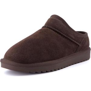 imageCUSHIONAIRE Hilo3 Cozy Suede Womens Slippers Soft Faux Fur Lined Slip On House Shoes for Women with Cushioned Memory FoamChocolate