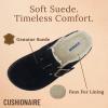 imageCUSHIONAIRE Blain Fur Genuine Suede Clogs for Women Cozy SlipOn Womens Slippers with Detailed Stitching and Memory Foam ComfortBlack