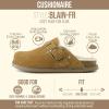 imageCUSHIONAIRE Blain Fur Genuine Suede Clogs for Women Cozy SlipOn Womens Slippers with Detailed Stitching and Memory Foam ComfortChestnut