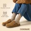 imageCUSHIONAIRE Blain Fur Genuine Suede Clogs for Women Cozy SlipOn Womens Slippers with Detailed Stitching and Memory Foam ComfortChestnut