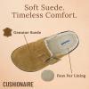 imageCUSHIONAIRE Blain Fur Genuine Suede Clogs for Women Cozy SlipOn Womens Slippers with Detailed Stitching and Memory Foam ComfortChestnut