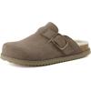 imageCUSHIONAIRE Blain Fur Genuine Suede Clogs for Women Cozy SlipOn Womens Slippers with Detailed Stitching and Memory Foam ComfortTaupe