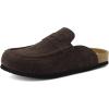 imageCUSHIONAIRE Fondu Genuine Leather Mule Clogs for Women Comfortable Slip On Womens Shoes with Penny Strap Accent and Memory Foam FootbedChocolate