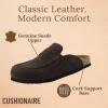 imageCUSHIONAIRE Fondu Genuine Leather Mule Clogs for Women Comfortable Slip On Womens Shoes with Penny Strap Accent and Memory Foam FootbedChocolate