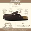 imageCUSHIONAIRE Fondu Genuine Leather Mule Clogs for Women Comfortable Slip On Womens Shoes with Penny Strap Accent and Memory Foam FootbedChocolate