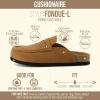 imageCUSHIONAIRE Fondu Genuine Leather Mule Clogs for Women Comfortable Slip On Womens Shoes with Penny Strap Accent and Memory Foam FootbedCognac