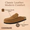 imageCUSHIONAIRE Fondu Genuine Leather Mule Clogs for Women Comfortable Slip On Womens Shoes with Penny Strap Accent and Memory Foam FootbedCognac