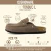 imageCUSHIONAIRE Fondu Genuine Leather Mule Clogs for Women Comfortable Slip On Womens Shoes with Penny Strap Accent and Memory Foam FootbedTaupe