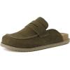 imageCUSHIONAIRE Wally LoaferStyle Suede Clogs for Men SlipOn Backless Indoor Outdoor Mens Shoes with Cushioned FootbedOlive