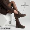 imageCUSHIONAIRE Womens Britain Chelsea Boots Soft Vegan Leather NonSlip Sole Memory Foam Back Pull Tab Ankle Boots for Women Wide WidthsEspresso