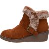imageCUSHIONAIRE Womens Rhodes Faux Suede Winter Booties  Fur Boots for Women with Memory Foam Comfy Boots with Faux Fur Side Zipper 2Inch Wedge Heel Wide Widths AvailableChestnut