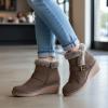 imageCUSHIONAIRE Womens Rhodes Faux Suede Winter Booties  Fur Boots for Women with Memory Foam Comfy Boots with Faux Fur Side Zipper 2Inch Wedge Heel Wide Widths AvailableTaupe