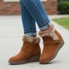 imageCUSHIONAIRE Womens Rhodes Faux Suede Winter Booties  Fur Boots for Women with Memory Foam Comfy Boots with Faux Fur Side Zipper 2Inch Wedge Heel Wide Widths AvailableChestnut
