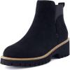 imageCUSHIONAIRE Parade PullOn Womens Boots Lightweight Lug Sole Chelsea Style Ankle Boots for Women with Detailed StitchingBlack