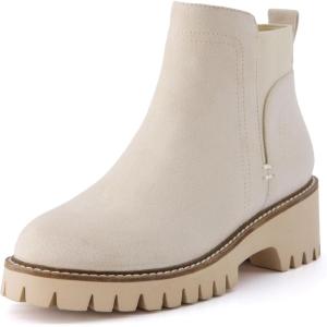imageCUSHIONAIRE Parade PullOn Womens Boots Lightweight Lug Sole Chelsea Style Ankle Boots for Women with Detailed StitchingBone