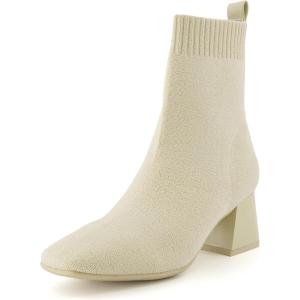 imageCUSHIONAIRE Womens Milo Stretch Ankle Sock Boot  Soft Knit Upper Memory Foam Padding Lightweight 175 Heel Wide Widths AvailableIvory
