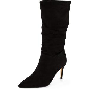 imageCUSHIONAIRE Womens Porsha Slouchy Vegan Suede MidCalf Scrunch Boot with Pointed Toe Memory Foam amp 3Inch Heel  Wide Widths AvailableBlack