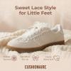 imageCUSHIONAIRE Belinda Lace Detail Casual Sneakers for Girls  Ribbon LaceUp Girls Shoes with Soft Cushion SupportGrey