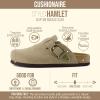 imageCUSHIONAIRE Hamlet Genuine Leather Suede Clogs for Women Slip On Shoes with Detailed Metal Buckle Strap and Memory Foam FootbedBeige