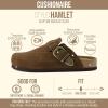 imageCUSHIONAIRE Hamlet Genuine Leather Suede Clogs for Women Slip On Shoes with Detailed Metal Buckle Strap and Memory Foam FootbedBrown