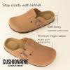 imageCUSHIONAIRE Hana Womens Clogs  Comfortable Vegan Suede Clogs for Women  Slip On Potato Shoes with Cork Footbed amp Arch Support  Memory Foam Wide Widths AvailableTan Vegan Suede