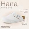 imageCUSHIONAIRE Hana Womens Clogs  Comfortable Vegan Suede Clogs for Women  Slip On Potato Shoes with Cork Footbed amp Arch Support  Memory Foam Wide Widths AvailableWhite