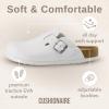 imageCUSHIONAIRE Hana Womens Clogs  Comfortable Vegan Suede Clogs for Women  Slip On Potato Shoes with Cork Footbed amp Arch Support  Memory Foam Wide Widths AvailableWhite