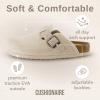 imageCUSHIONAIRE Hana Womens Clogs  Comfortable Vegan Suede Clogs for Women  Slip On Potato Shoes with Cork Footbed amp Arch Support  Memory Foam Wide Widths AvailableBeige Corduroy